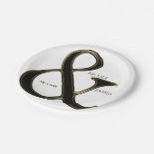 Assiettes En Carton Ampersand Noir & Or Chic Mariage Réception (Angle)