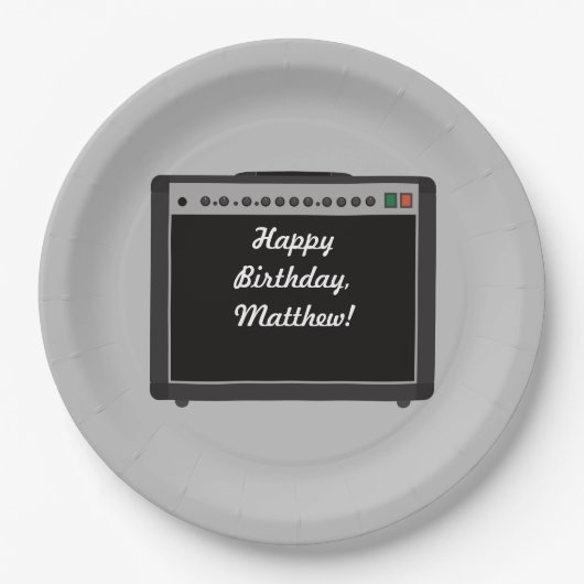 Assiettes En Carton Amplificateur personnalisé Rock and Roll Party (Devant)