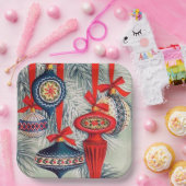 Assiettes En Carton Ampoules de Noël rétro vintage (Fête)