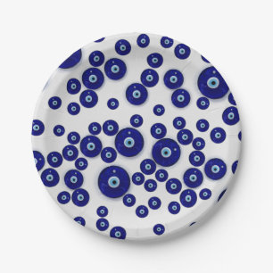Assiettes En Carton Amulette en verre bleue grecque d'oeil mauvais