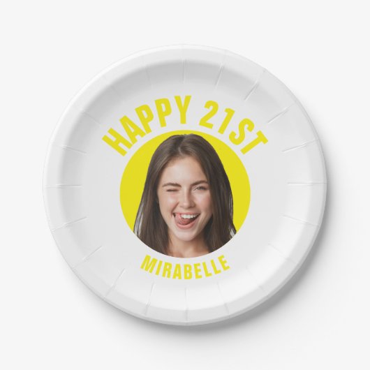 Assiettes En Carton Amusant 21e anniversaire CUSTOM TEXTE Photo tendan (Devant)