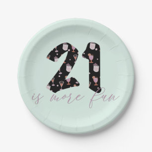 Assiettes En Carton Amusant 21e anniversaire mignon Cocktail Motif