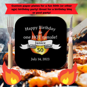 Assiettes En Carton Amusant 50e anniversaire "Hot Tamale" Funny Person