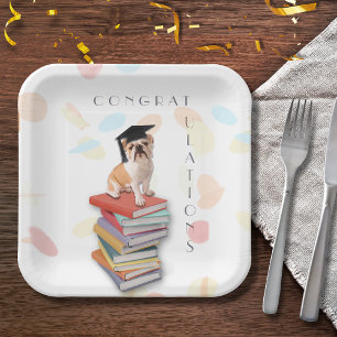 Assiettes En Carton Amusant Bulldog Graduation Party Custom Paper Plat