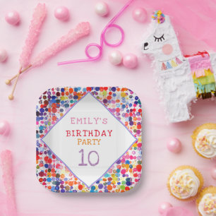 Assiettes En Carton Amusant coloré aquarelle Peinture Anniversaire de 