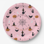 Assiettes En Carton Amusant Éffrayant Halloween rose (Devant)