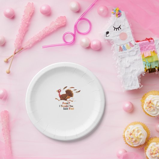 Assiettes En Carton Amusant Fuir Turquie Thanksgiving classique T-shir (Fête)