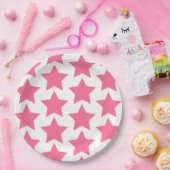 Assiettes En Carton Amusant, grand rose chaud étoiles motif - Plaques  (Fête)