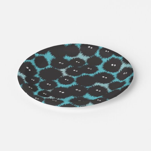 Assiettes En Carton Amusant monstres noirs moelleux (Angle)