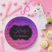 Assiettes En Carton Amusant rose violet Parties scintillant étincelant (Fête)