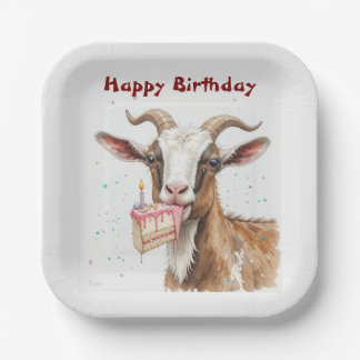 Assiettes En Carton Amusant Vieux Chèvre sur la colline Anniversaire