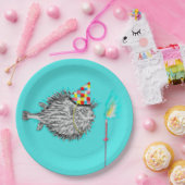 Assiettes En Carton Amusante fête du poisson-globe d'anniversaire (Fête)