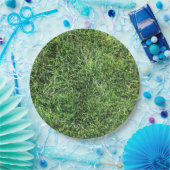 Assiettes En Carton Amusante herbe verte vraie texture photo motif pla (Fête)