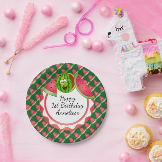 Assiettes En Carton Amusante Watermelon Thème d'anniversaire pour enfa (Fête)
