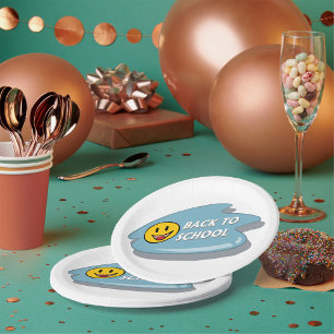 Assiettes En Carton Amusants de retour à l'école visage souriant