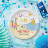 Assiettes En Carton Amusement au Sun Beach Animal Joyeux anniversaire (Fête)