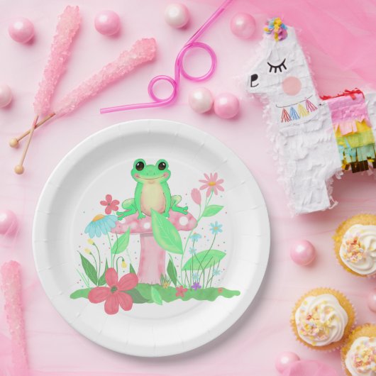 Assiettes En Carton Amusement de grenouille (Fête)