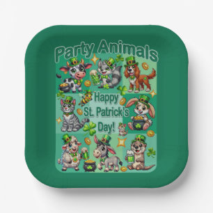 Assiettes En Carton Amusement de la Saint-Patrick et "Animaux de Fête"