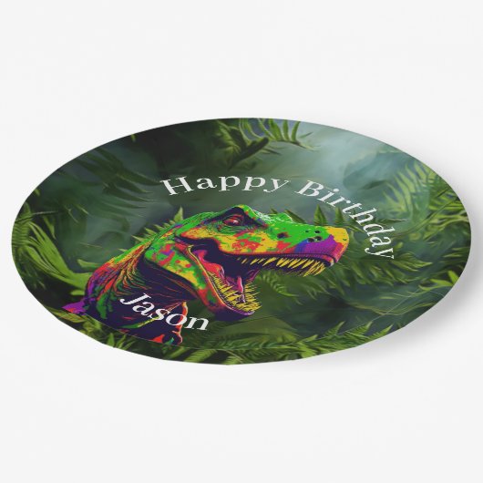 Assiettes En Carton Amusement Jungle Dinosaur (Angle)