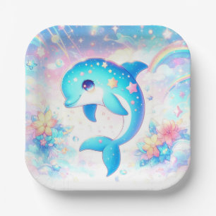 Assiettes En Carton Amusement sous le Baby shower des dauphins de mer