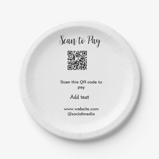 Assiettes En Carton Analyser pour payer scanner code QR ajouter des dé (Devant)