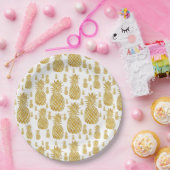 Assiettes En Carton ananas à effet feuille d'or (Fête)