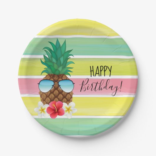 Assiettes En Carton Ananas avec lunettes de soleil (Devant)