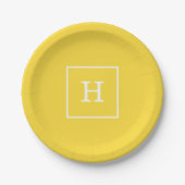 Assiettes En Carton Ananas blanc encadré Monogramme initial (Devant)