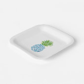 Assiettes En Carton Ananas Chinoiserie Bleu Blanc Preppy (Angulaire)