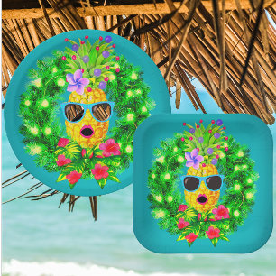 Assiettes En Carton Ananas Dame Tropicale et Sassy qui Chante