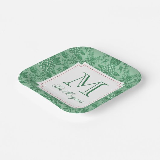 Assiettes En Carton Ananas de Noël festif Monogramme (Angulaire)