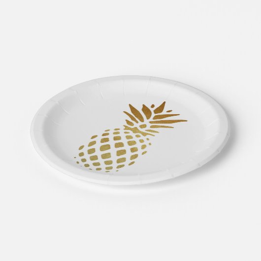 Assiettes En Carton Ananas d'or, fruit en or (Angle)