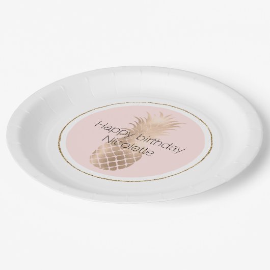 Assiettes En Carton Ananas en verre d'or (Angle)