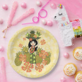 Assiettes En Carton Ananas Luau Hawaiian Hula Girl (Fête)