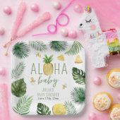 Assiettes En Carton Ananas & Pacificateurs Aloha Baby shower vert (Fête)