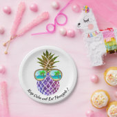 Assiettes En Carton Ananas rose violet tropical (Fête)