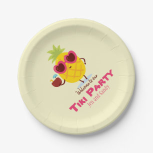 Assiettes En Carton Ananas Tiki Party Plaque en papier personnalisée L