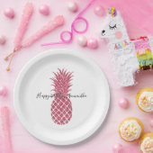 Assiettes En Carton Ananas Tropical Parties scintillant rose Fille (Fête)