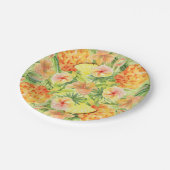 Assiettes En Carton Ananas tropicaux Fleurs verdure (Angle)