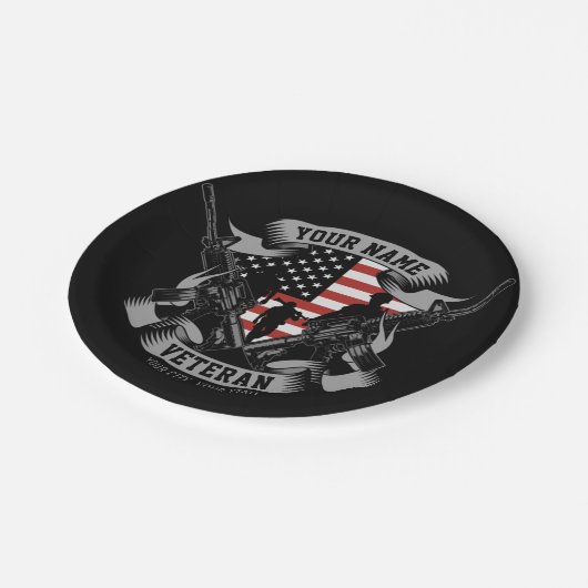 Assiettes En Carton Ancien combattant américain personnalisé Fière Vet (Angle)