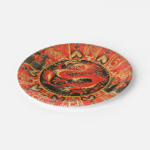 Assiettes En Carton Ancien Dragon chinois traditionnel Rouge Or Or (Angle)