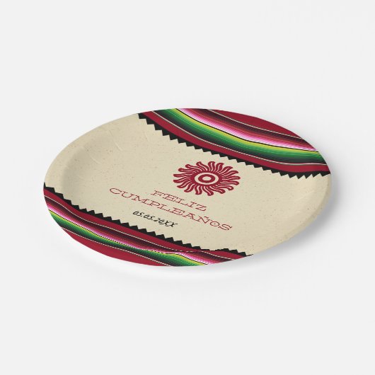 Assiettes En Carton Ancien Mexicain Sun Serape Cinco de Mayo Party (Angle)