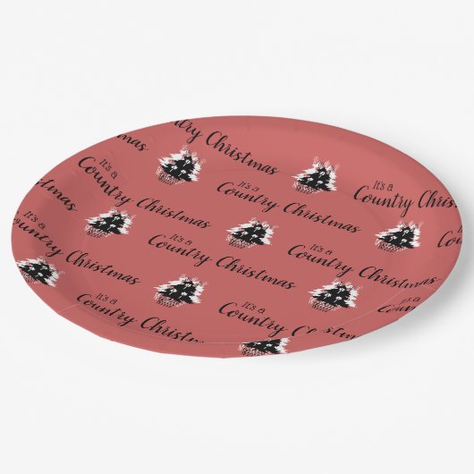 Assiettes En Carton Ancien pays Noël Arbres rouges (Angle)