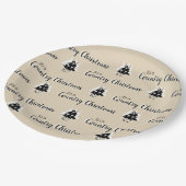 Assiettes En Carton Ancien Pays Rustique Noël Arbres Beige (Angle)