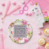 Assiettes En Carton Ancien Rose 60e Anniversaire Plaque papier de fête (Fête)