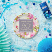 Assiettes En Carton Ancien Rose, plaque papier de fête du 80e annivers (Fête)