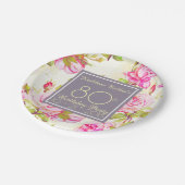 Assiettes En Carton Ancien Rose, plaque papier de fête du 80e annivers (Angle)
