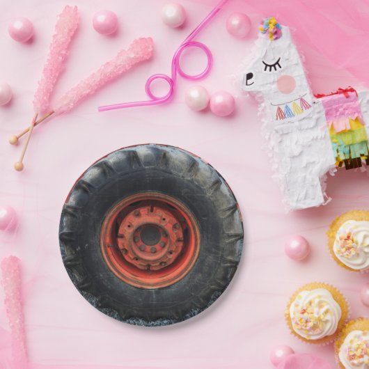 Assiettes En Carton Ancien tracteur de ferme (Fête)