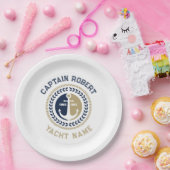 Assiettes En Carton Ancrage de bateau nautique bleu et or (Fête)