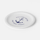 Assiettes En Carton Ancrage nautique marine blanc Custom Welcome Aboar (Angle)